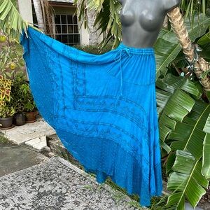 Bohemian embroidered patchwork, asymmetric, maxi skirt